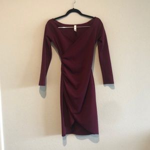 Off the Shoulder Wine-colored Dress